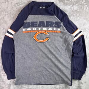 Chicago Bears NFL Team Apparel Long Sleeve Shirt Gray Navy Logo Football Size M